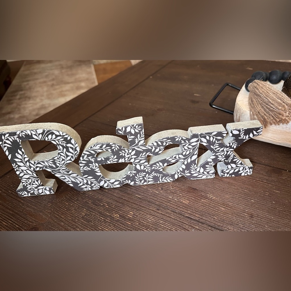 Hand crafted upcycled black and White Decorative 'Relax' Sign